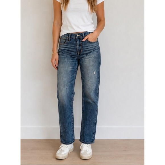J. Crew Factory Denim - J.Crew Vintage Straight Jean NWT Medium Wash Distressed Denim 26 Tall BA606